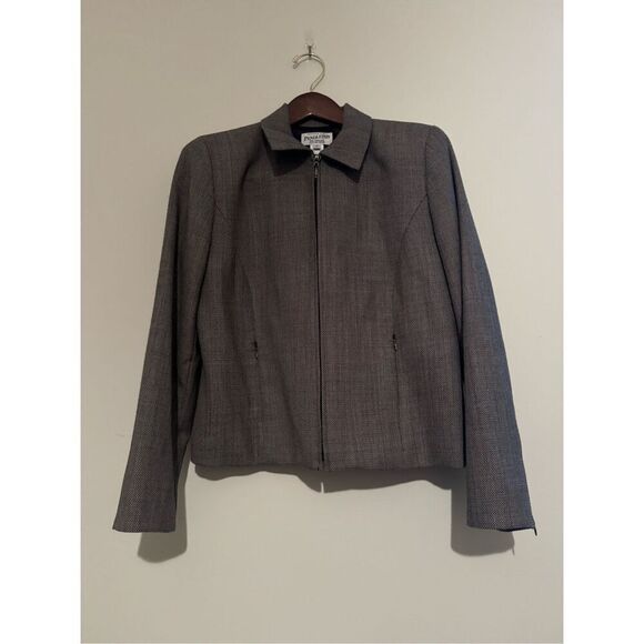 Vintage Pendleton Zip Up Blazer Jacket 100% Virgin Wool Tweed Women's Size 10 - Picture 1 of 11